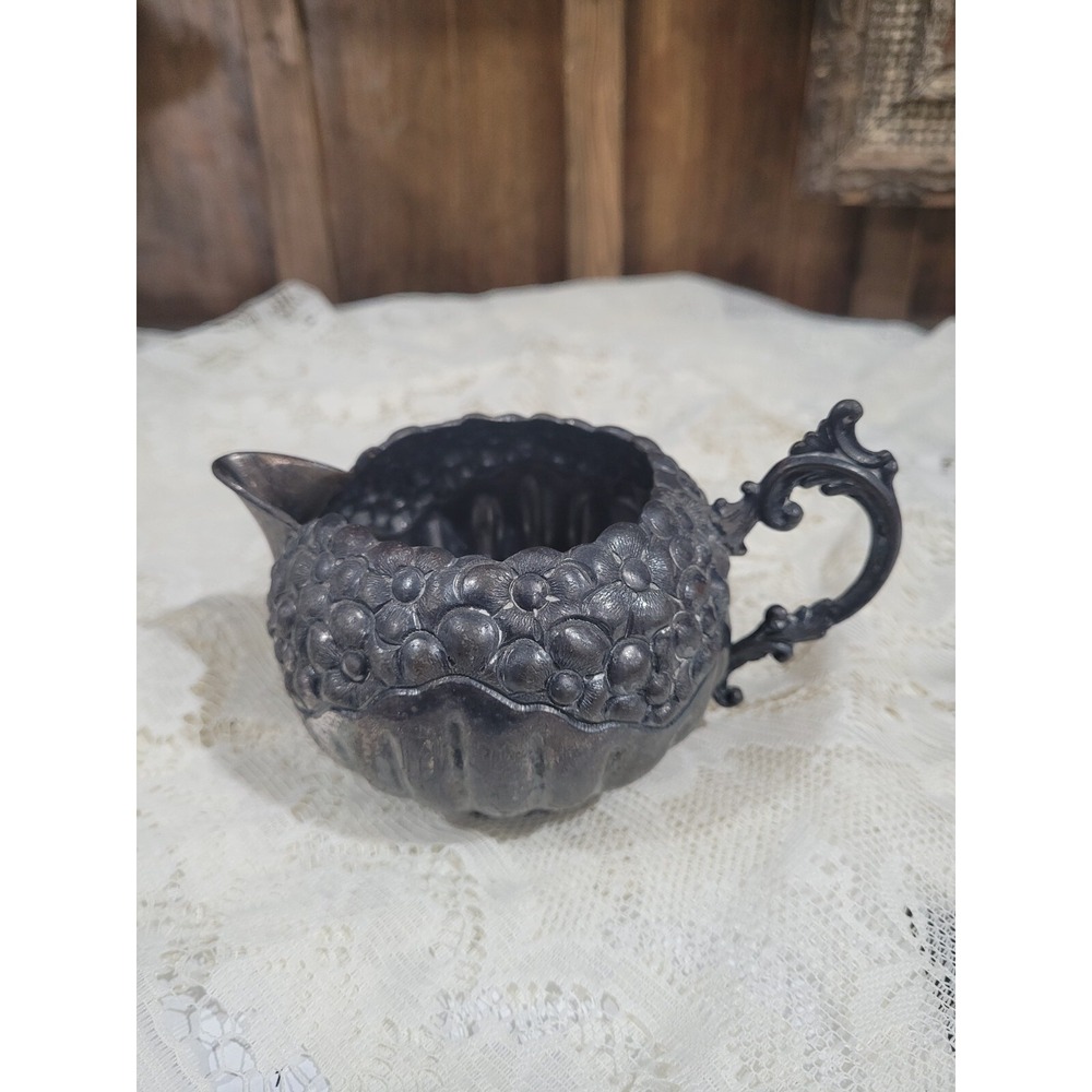 Vintage Rogers & Bro Triple Plated Creamer Flower Design